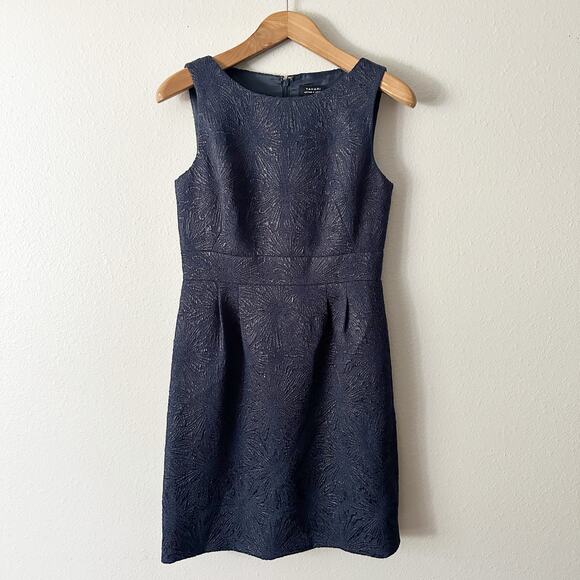 Tahari ASL Sleeveless Sheath Navy & Black Shimmer Mini Dress women’s size 8 - Picture 1 of 15